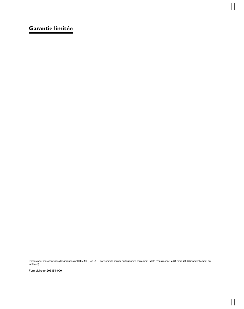 Garantie limitée | Xylem RJ Enduro Tank IOM 3 languages Tri-lingual User Manual | Page 13 / 20