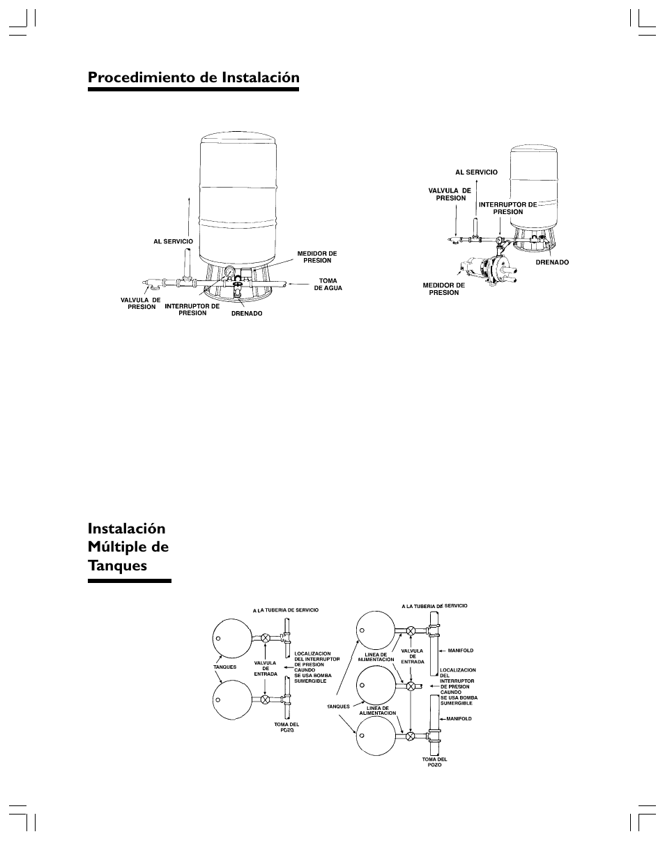 Procedimiento de instalación, Instalación múltiple de tanques | Xylem RJ Enduro Tank IOM 3 languages Tri-lingual User Manual | Page 16 / 20