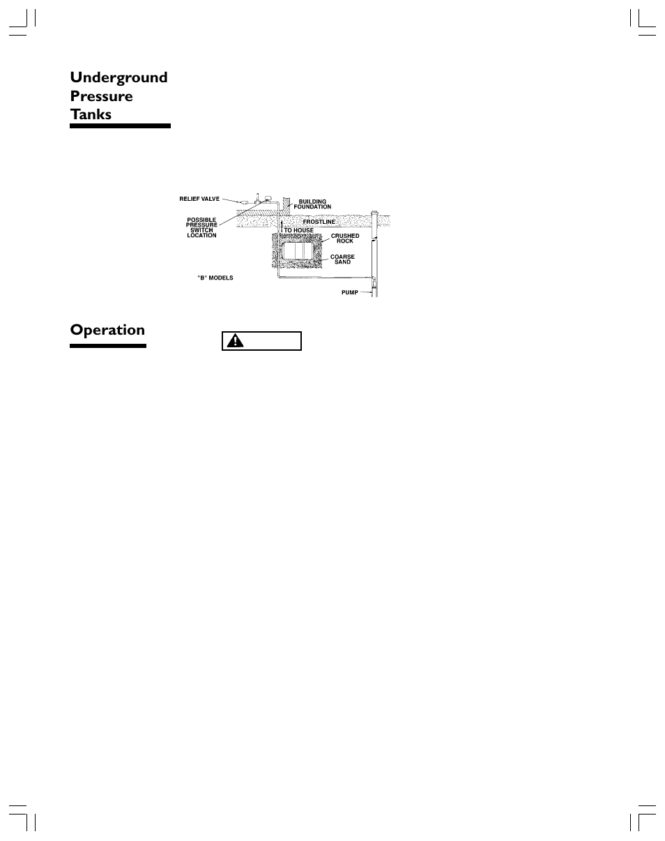 Underground pressure tanks, Operation | Xylem RJ Enduro Tank IOM 3 languages Tri-lingual User Manual | Page 5 / 20