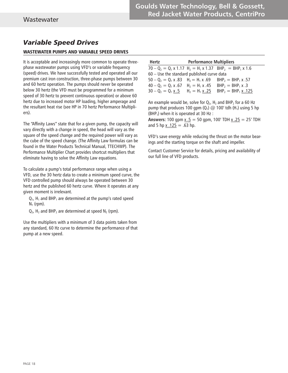 Variable speed drives | Xylem Wastewater (Technical Manual) User Manual | Page 18 / 32