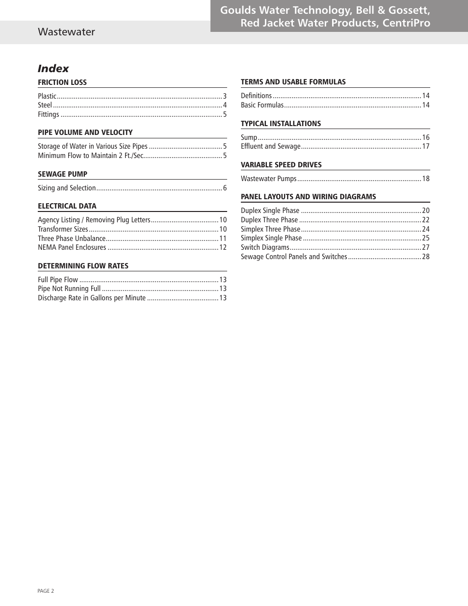 Index | Xylem Wastewater (Technical Manual) User Manual | Page 2 / 32