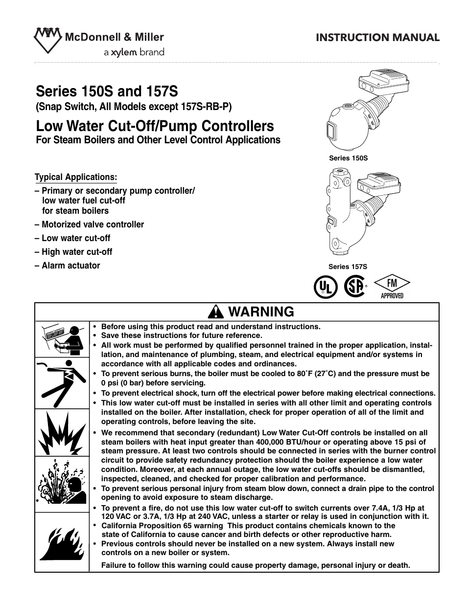 Xylem MM 217K Series 150S and 157S Low Water Cut-Offs/Pump Controllers User Manual | 12 pages