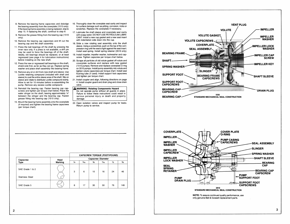 02611 pg2pdf.pdf | Xylem P15758B Replacing the Bearing Frame Assembly or Pump Shaft User Manual | Page 3 / 4