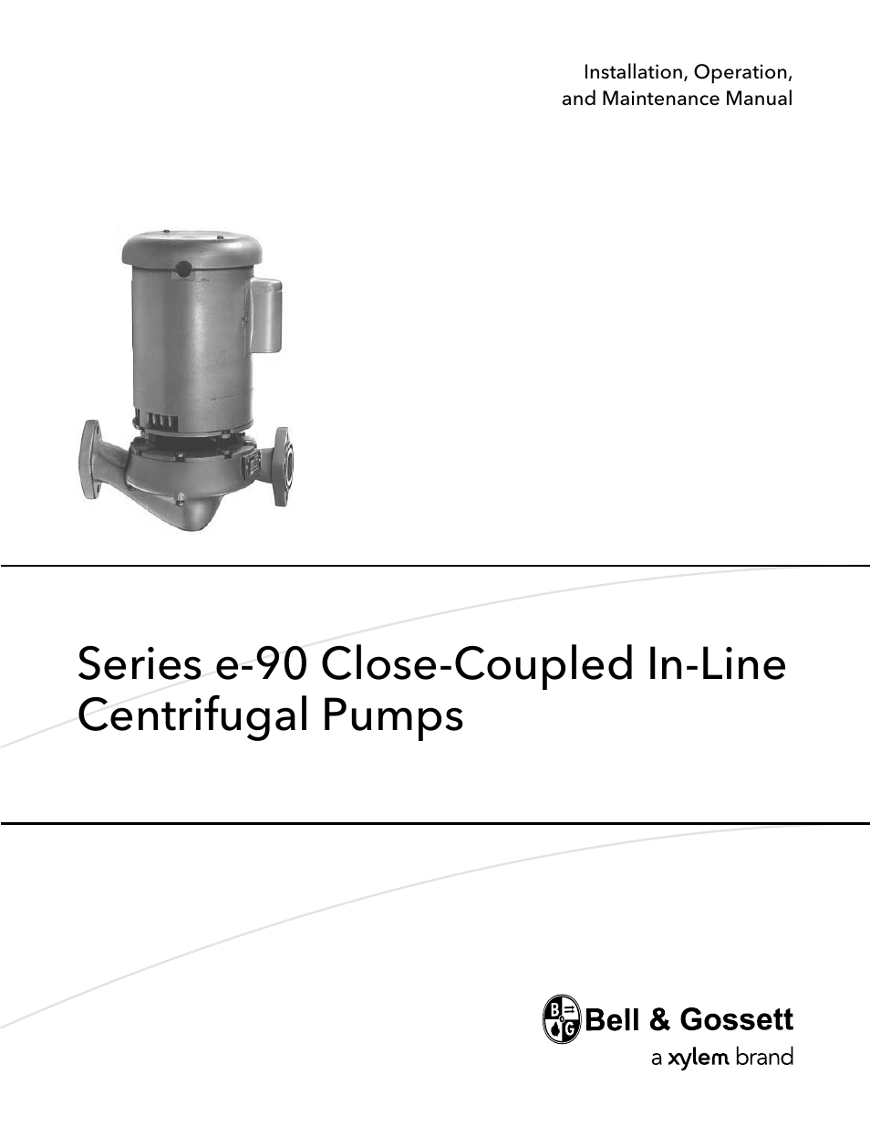 Xylem P2000799B Series e-90 Close-Coupled In-Line Centrifugal Pumps User Manual | 24 pages