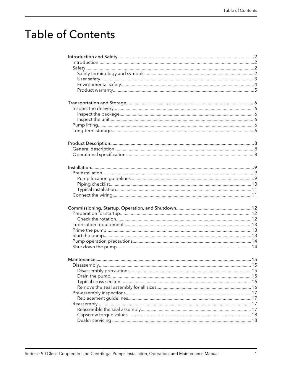 Xylem P2000799B Series e-90 Close-Coupled In-Line Centrifugal Pumps User Manual | Page 3 / 24