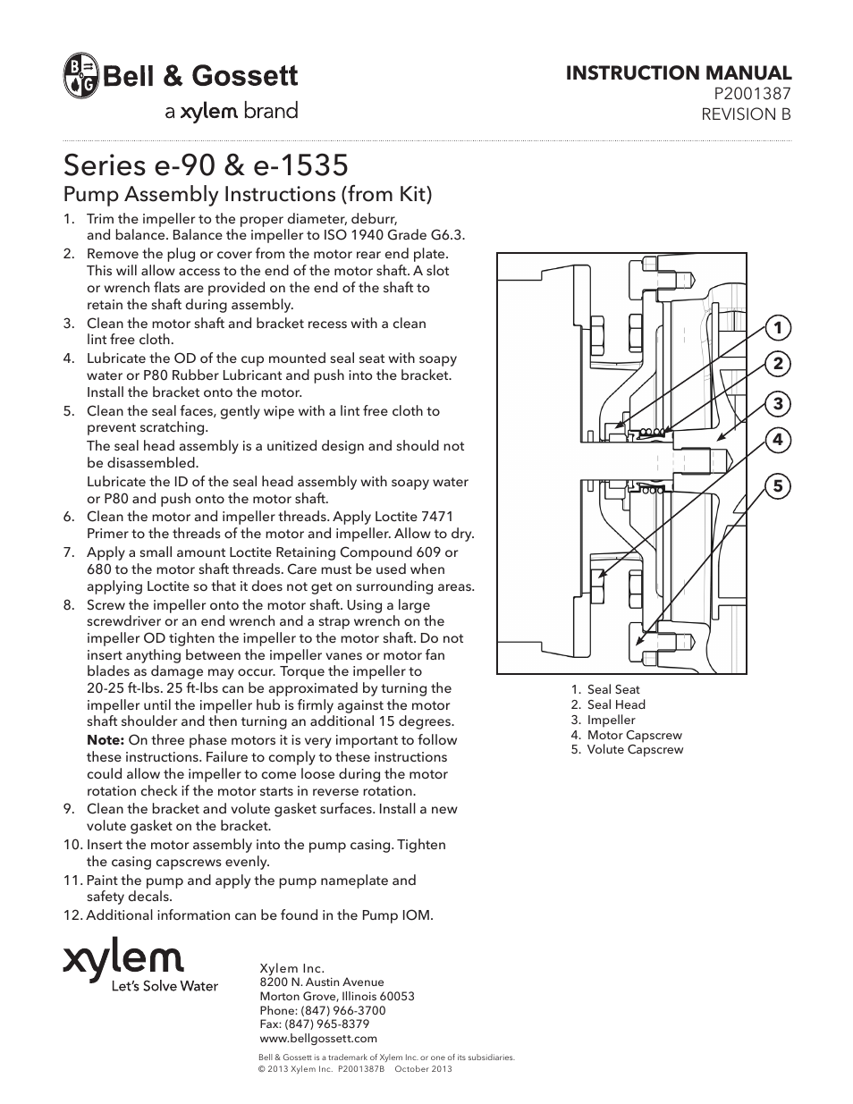 Bell & Gossett P2001387B Series e-1535 Pump User Manual | 1 page
