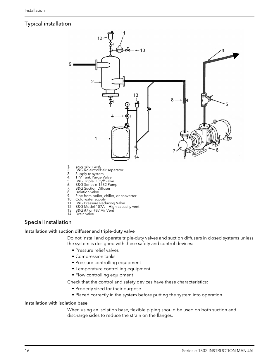 Typical installation, Special installation, Typical installation special installation | Bell & Gossett P2001409A Series e-1532 User Manual | Page 18 / 32