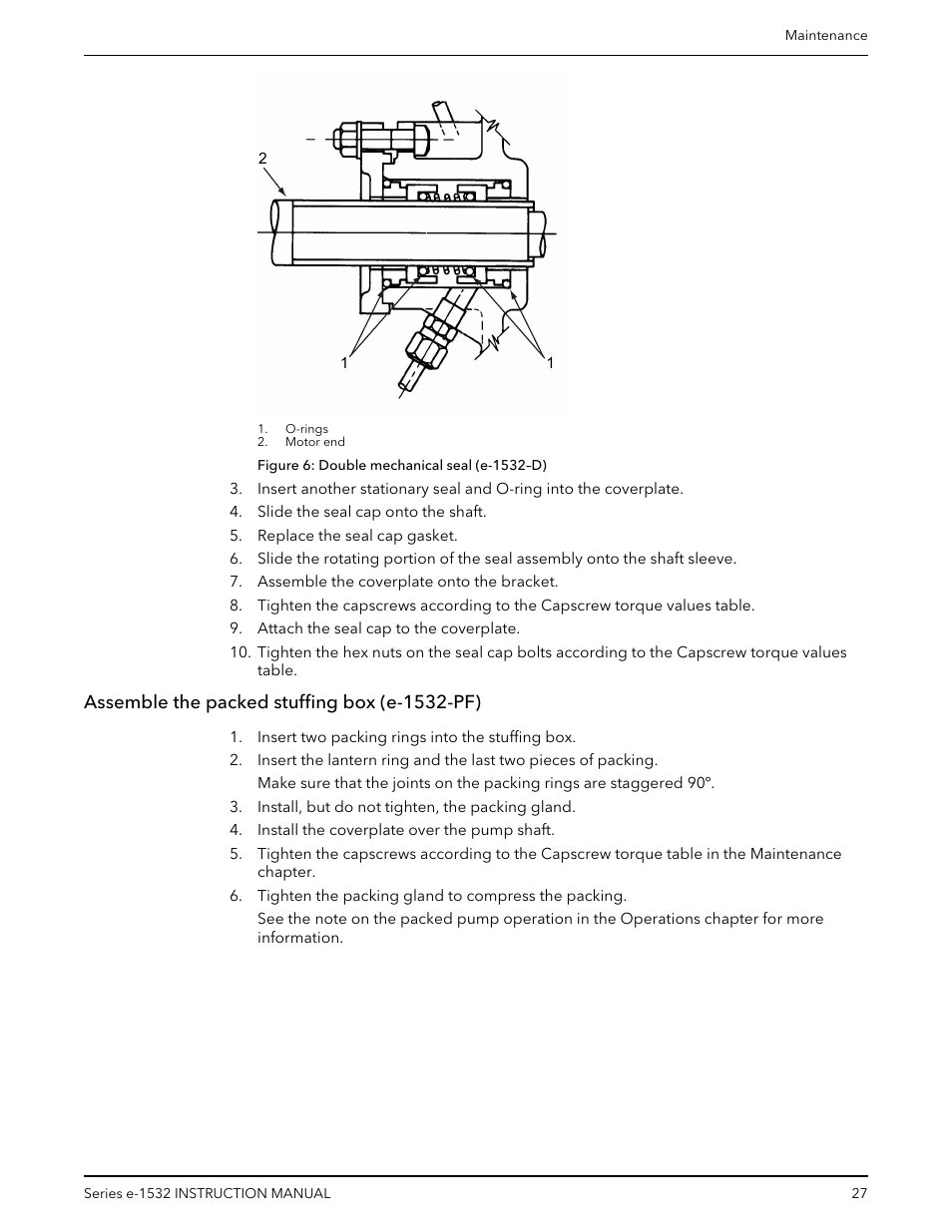 Assemble the packed stuffing box (e-1532-pf) | Bell & Gossett P2001409A Series e-1532 User Manual | Page 29 / 32