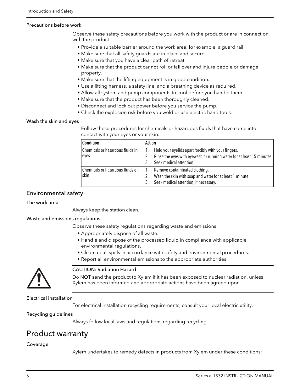 Environmental safety, Product warranty | Bell & Gossett P2001409A Series e-1532 User Manual | Page 8 / 32