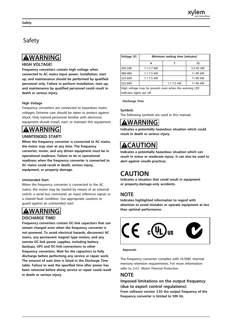 Warning, Caution, Safety | Bell & Gossett P2001487 Technologic Pump Controller User Manual | Page 2 / 93