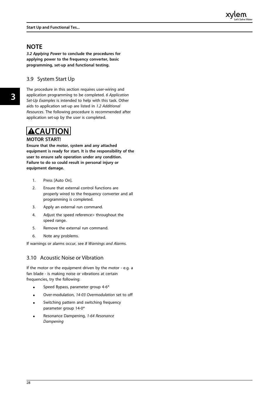 9 system start up, 10 acoustic noise or vibration, Caution | Bell & Gossett P2001487 Technologic Pump Controller User Manual | Page 31 / 93