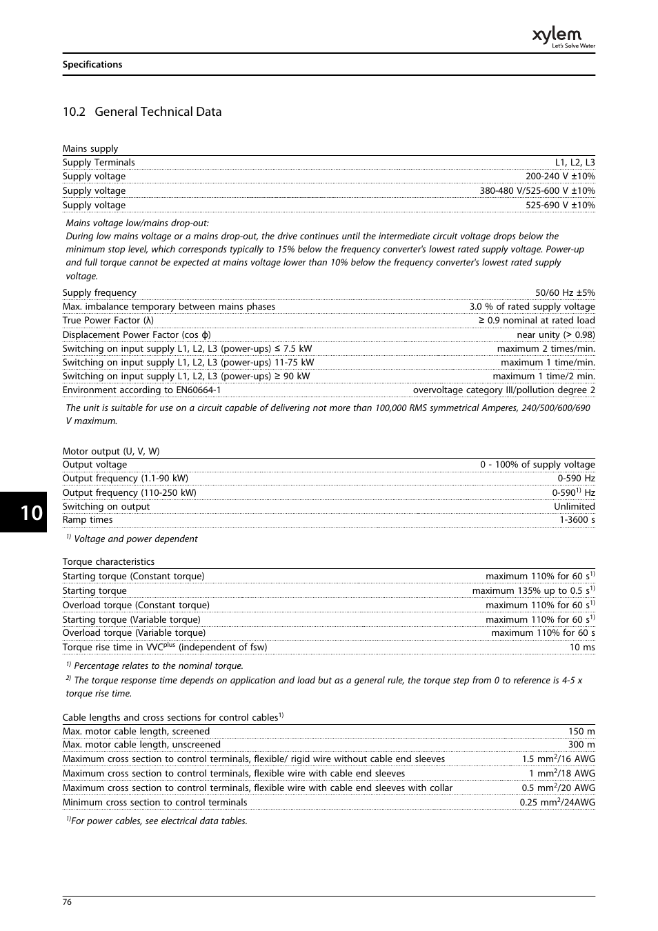2 general technical data | Bell & Gossett P2001487 Technologic Pump Controller User Manual | Page 79 / 93