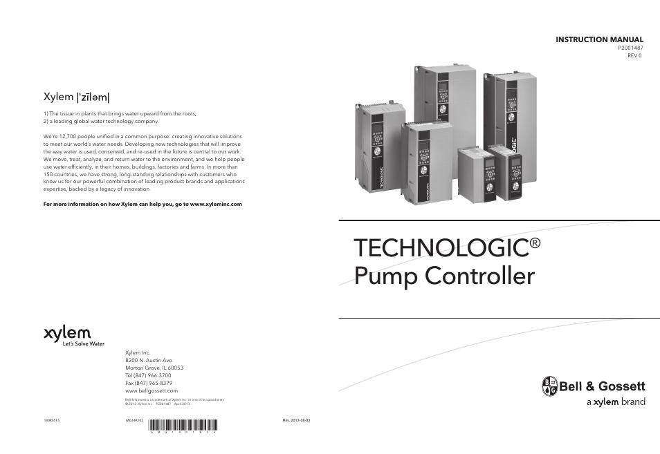Technologic, Pump controller, Xylem | Bell & Gossett P2001487 Technologic Pump Controller User Manual | Page 93 / 93
