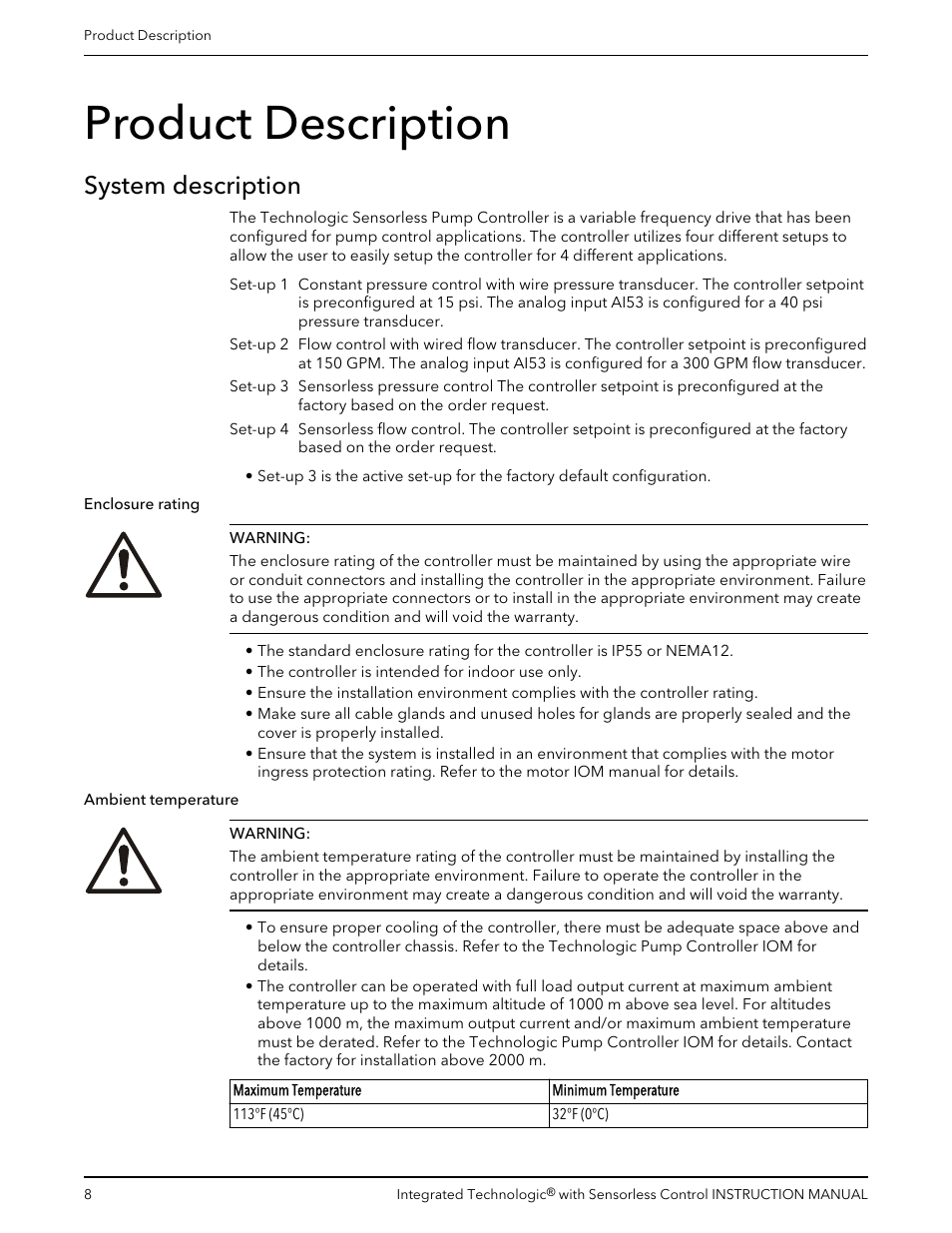 Product description, System description | Bell & Gossett P2001489 Integrated Technologic with Sensorless Control User Manual | Page 10 / 56