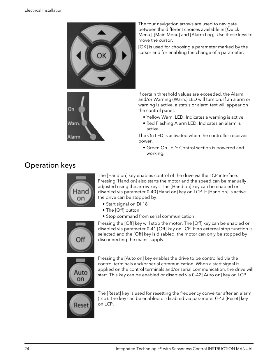 Operation keys | Bell & Gossett P2001489 Integrated Technologic with Sensorless Control User Manual | Page 26 / 56