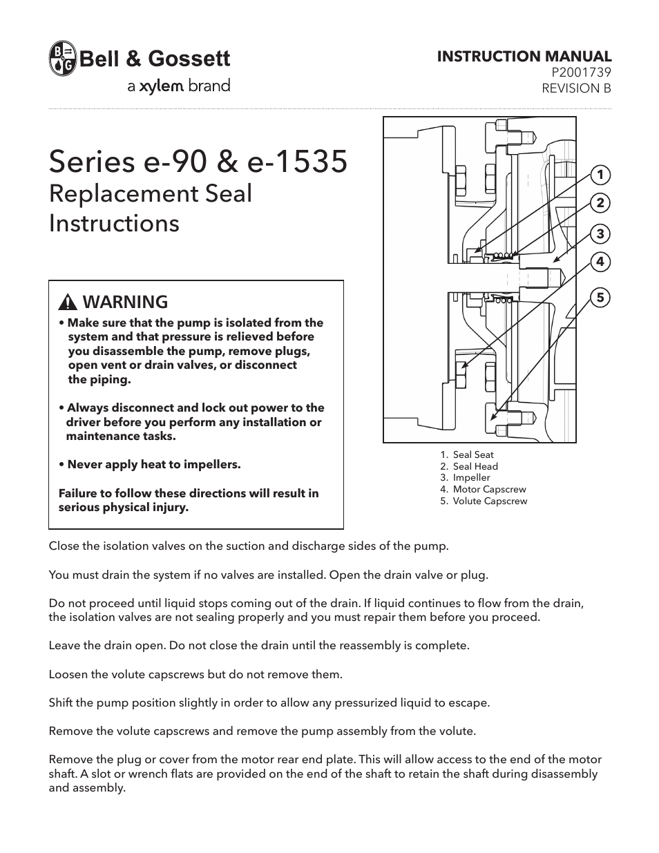 Bell & Gossett P2001739B Series e-1535 User Manual | 2 pages