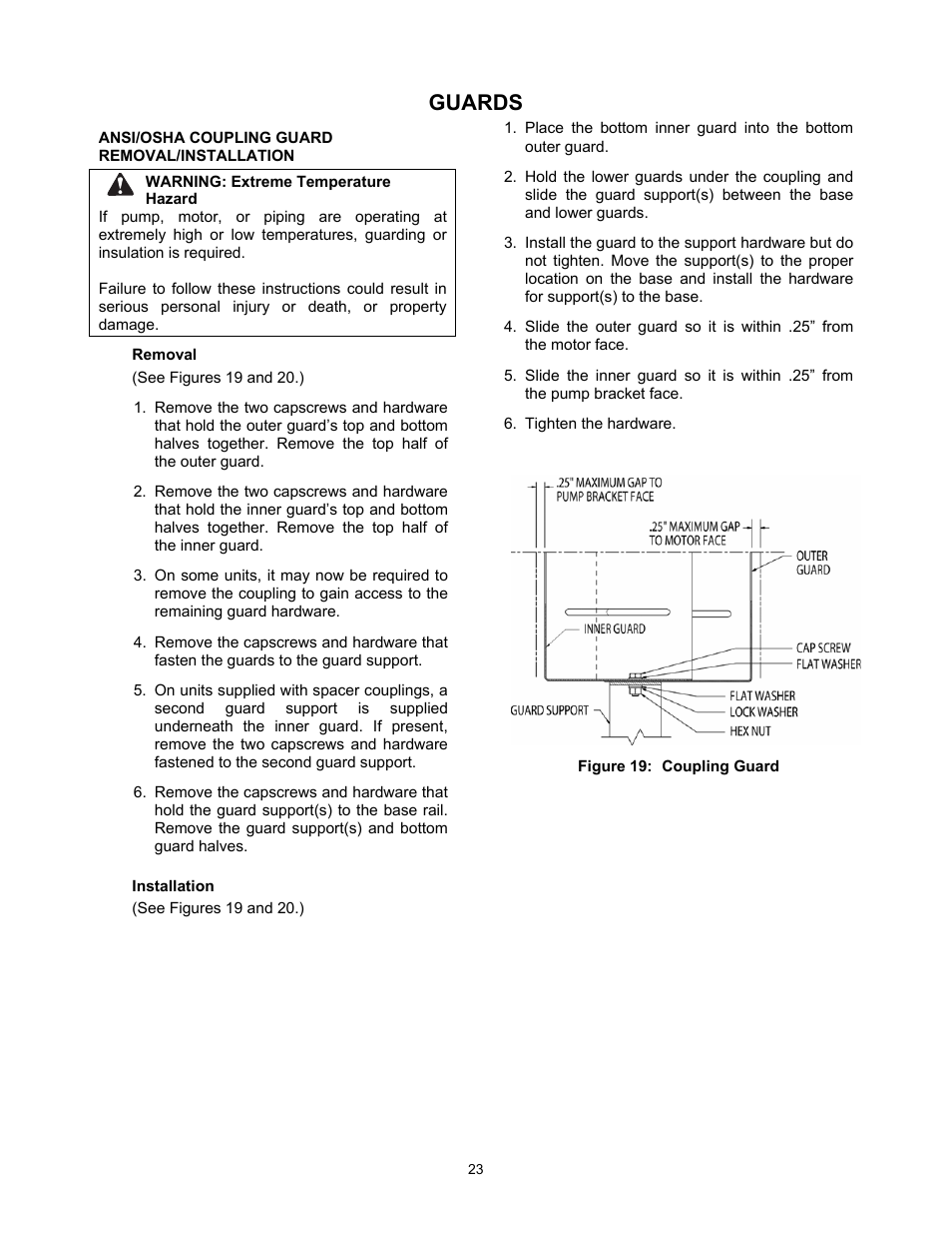 Guards | Xylem P5002169B Series VSX VSH, VSC, AND VSCS User Manual | Page 26 / 42