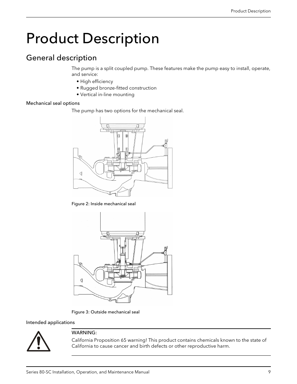 Product description, General description | Bell & Gossett P71396C Series 80-SC Spacer-Coupled Vertical In-Line Centrifugal Pump User Manual | Page 11 / 28