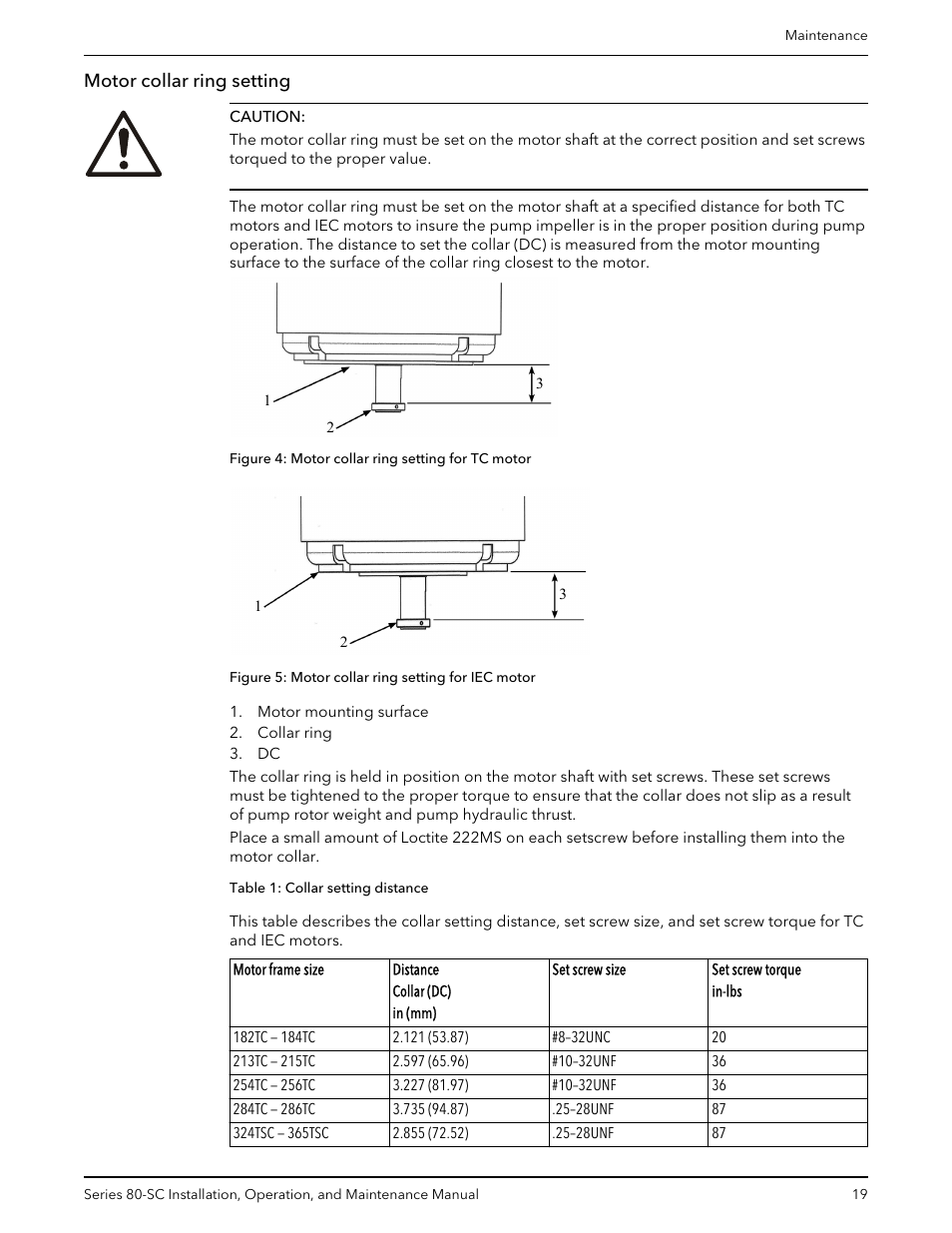 Motor collar ring setting | Bell & Gossett P71396C Series 80-SC Spacer-Coupled Vertical In-Line Centrifugal Pump User Manual | Page 21 / 28