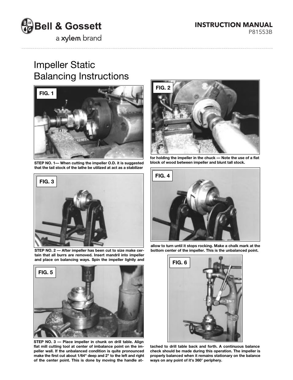 Bell & Gossett P81553B Impeller Static Balancing Instructions User Manual | 2 pages