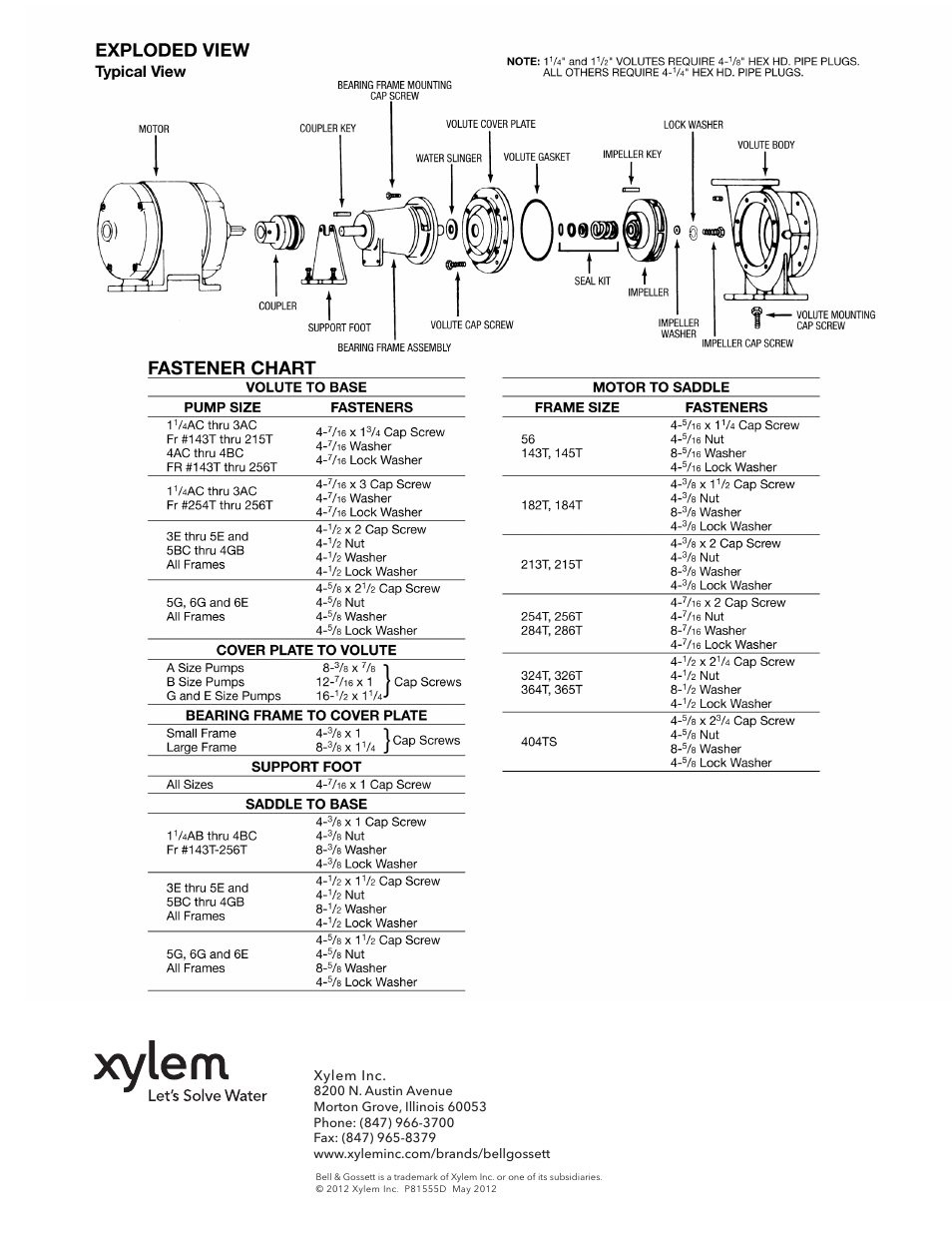 Bell & Gossett P81555D Series 1510 Base Mounted Centrifugal Pump Kits User Manual | Page 2 / 2