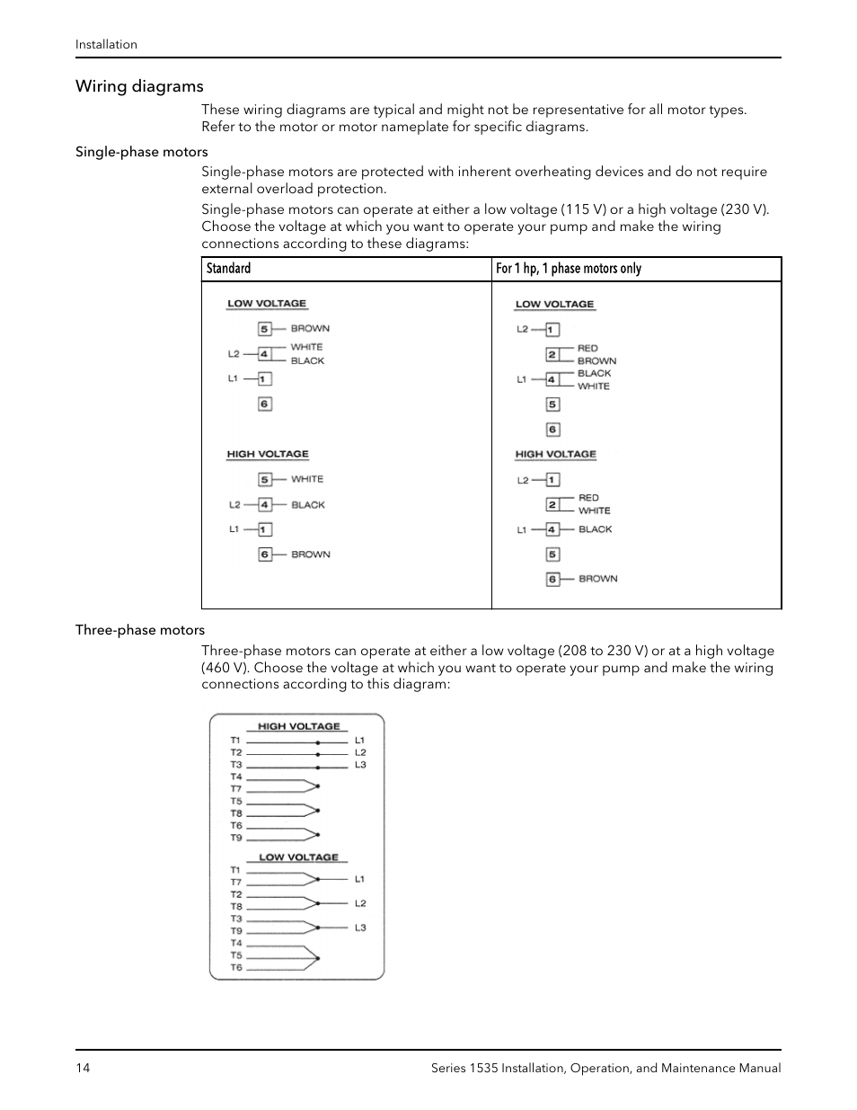 Wiring diagrams | Bell & Gossett P81568D Series 1535 User Manual | Page 15 / 23