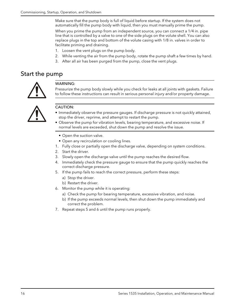 Start the pump | Bell & Gossett P81568D Series 1535 User Manual | Page 17 / 23