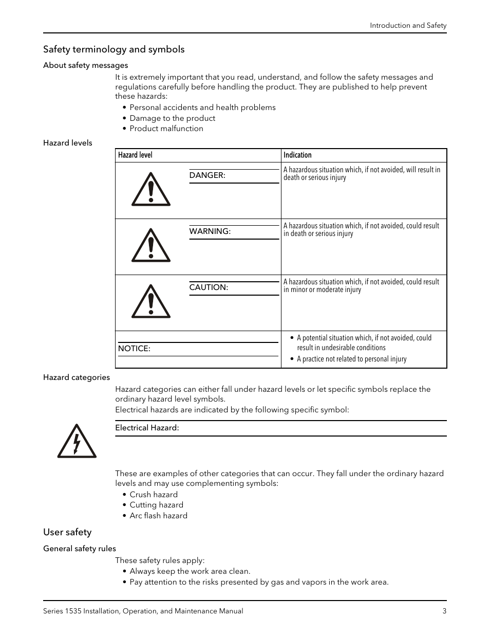 Safety terminology and symbols, User safety, Safety terminology and symbols user safety | Bell & Gossett P81568D Series 1535 User Manual | Page 4 / 23