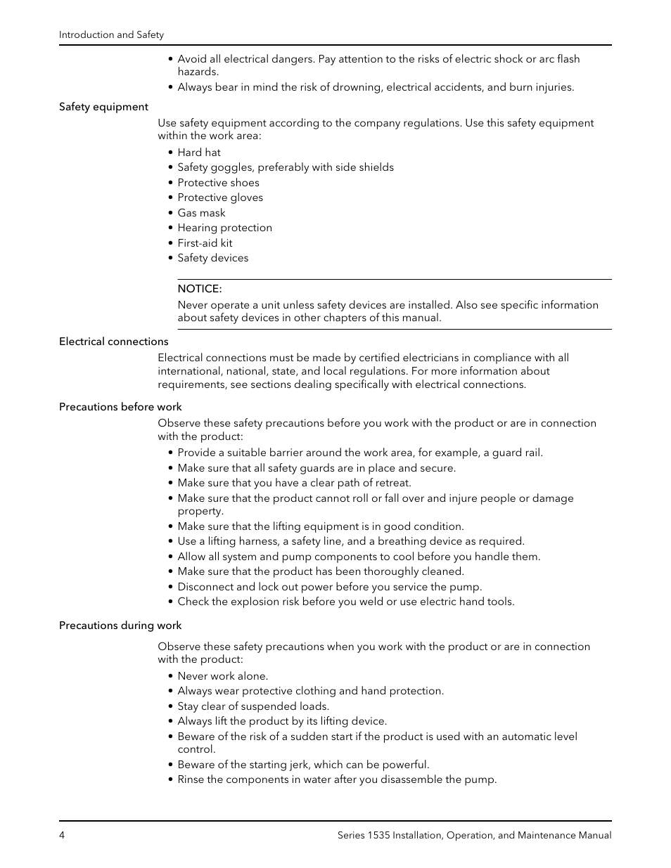 Precautions during work | Bell & Gossett P81568D Series 1535 User Manual | Page 5 / 23
