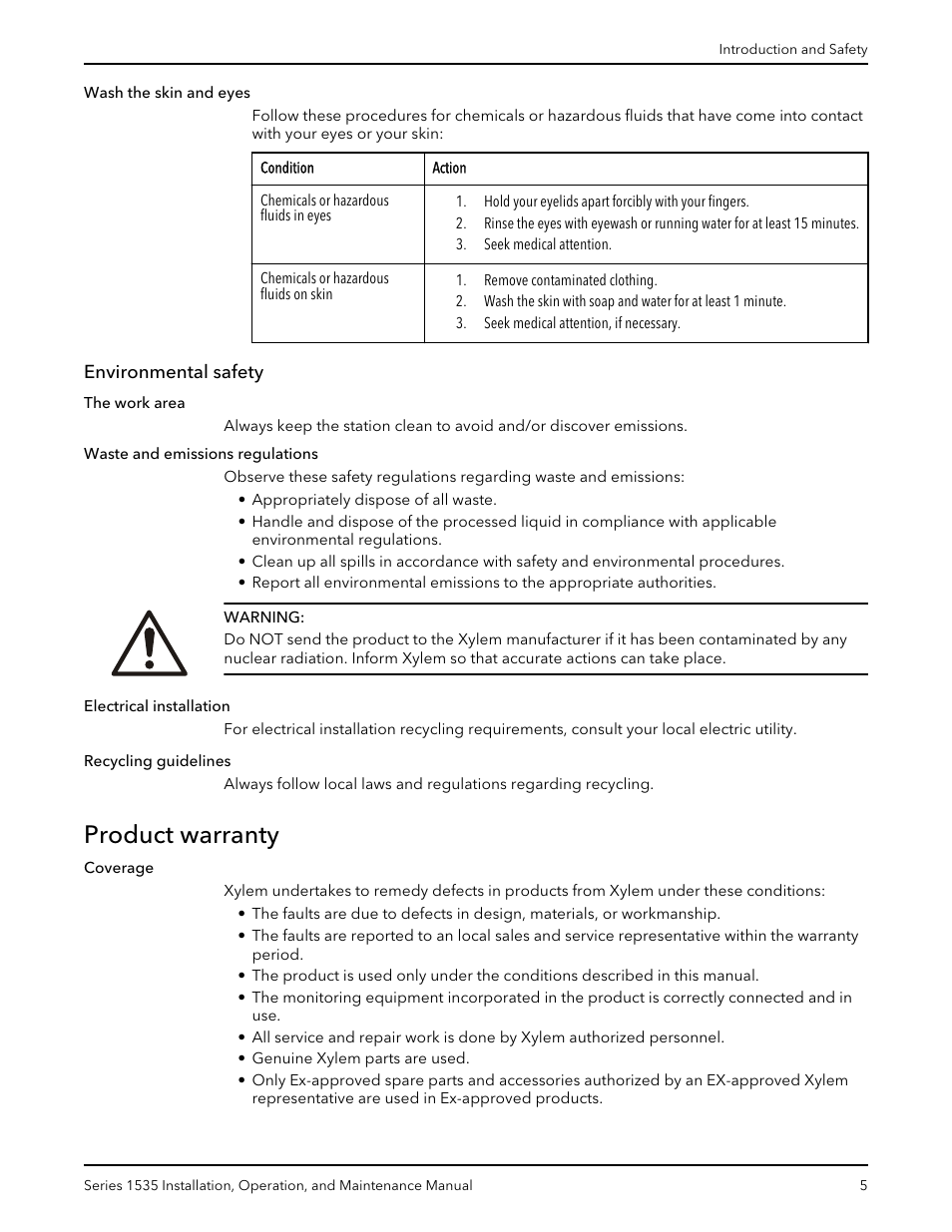 Environmental safety, Product warranty | Bell & Gossett P81568D Series 1535 User Manual | Page 6 / 23