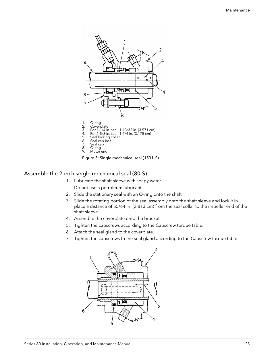 Assemble the 2-inch single mechanical seal (80-s) | Bell & Gossett P81629F Series 80 In-Line Mounted Centrifugal Pump User Manual | Page 25 / 32