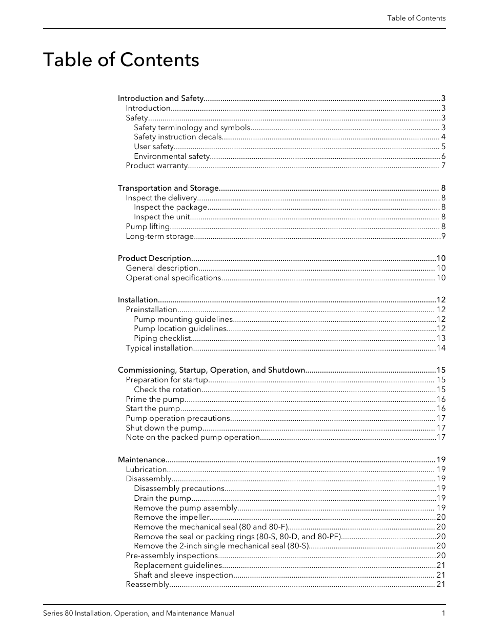 Bell & Gossett P81629F Series 80 In-Line Mounted Centrifugal Pump User Manual | Page 3 / 32