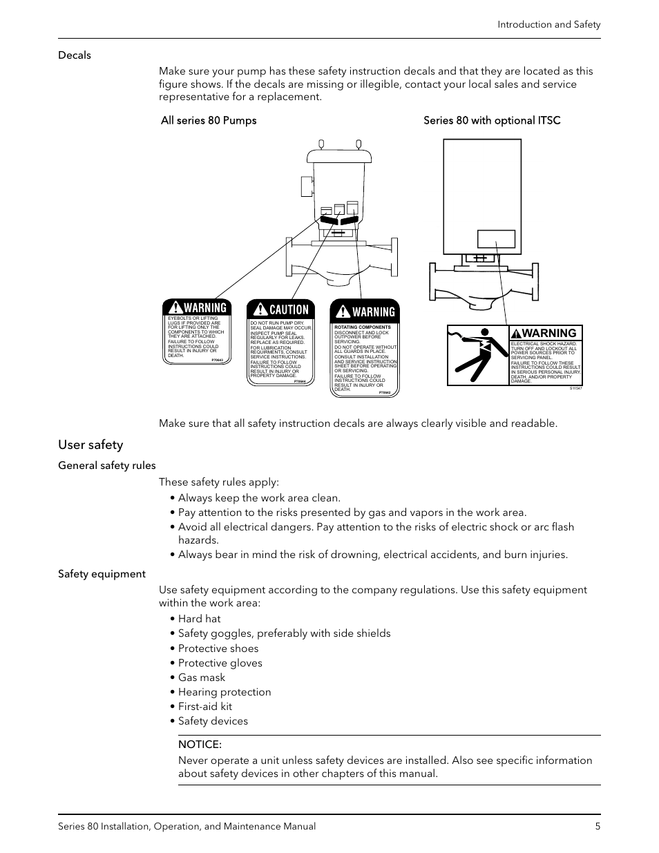 User safety, Warning | Bell & Gossett P81629F Series 80 In-Line Mounted Centrifugal Pump User Manual | Page 7 / 32