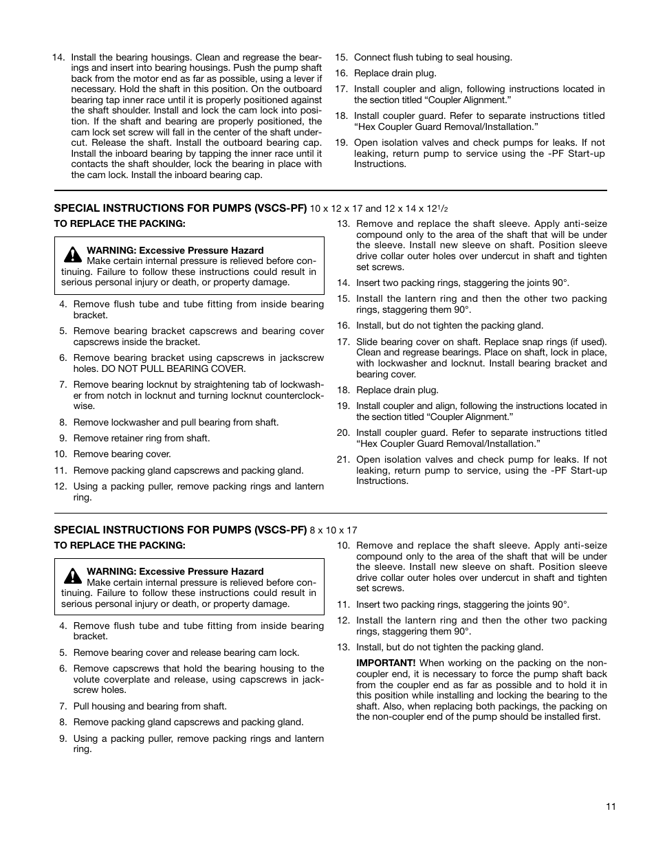 Xylem P81630E Series VSC and VSCS Base Mounted Centrifugal Pumps User Manual | Page 11 / 14