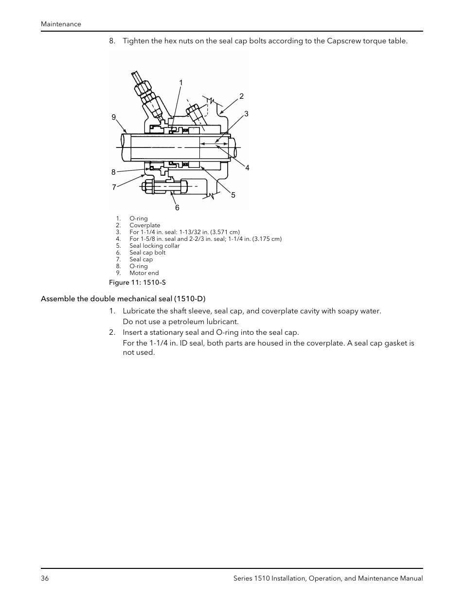 Assemble the double mechanical seal (1510-d) | Xylem P81673H Series 1510 User Manual | Page 38 / 44