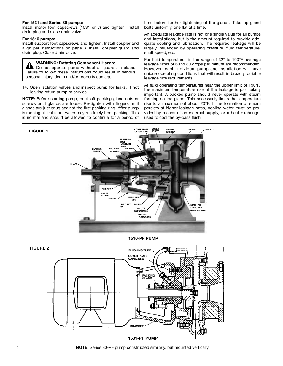 Bell & Gossett Series 80®-PF Type Pumps User Manual | Page 2 / 4