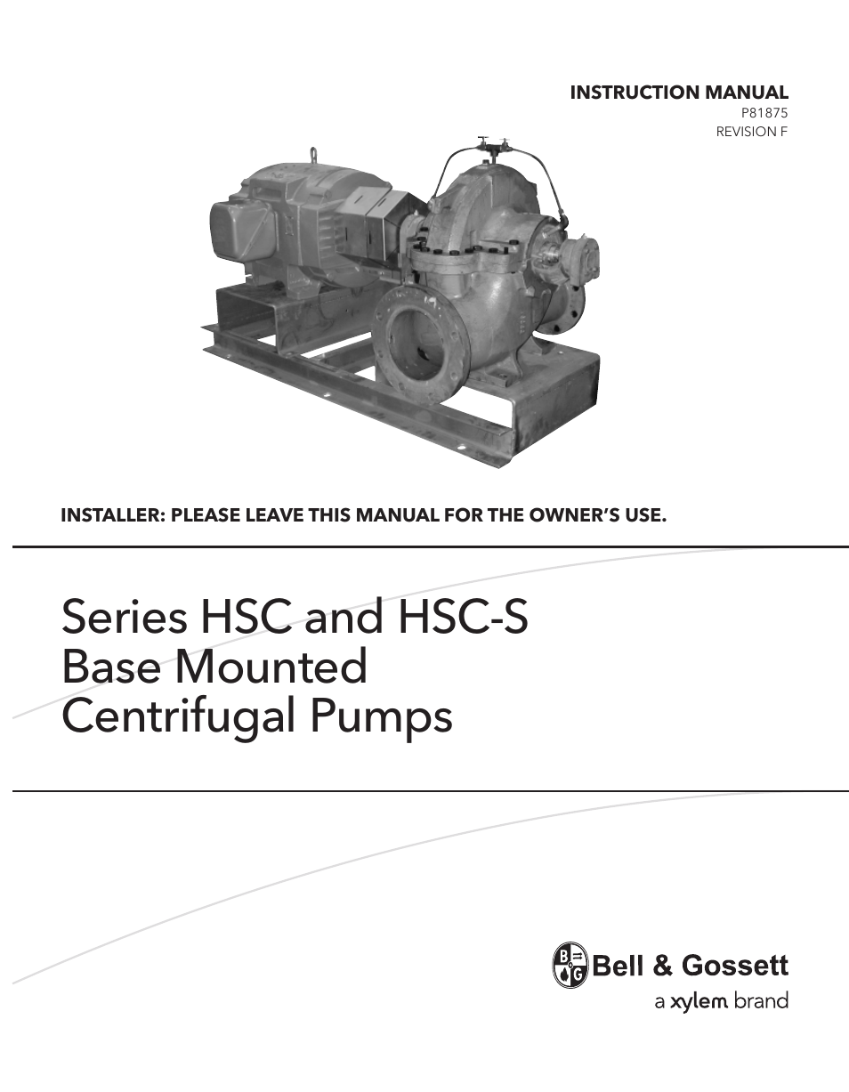 Xylem P81875F Series HSC and HSC-S Centrifugal Pump User Manual | 31 pages