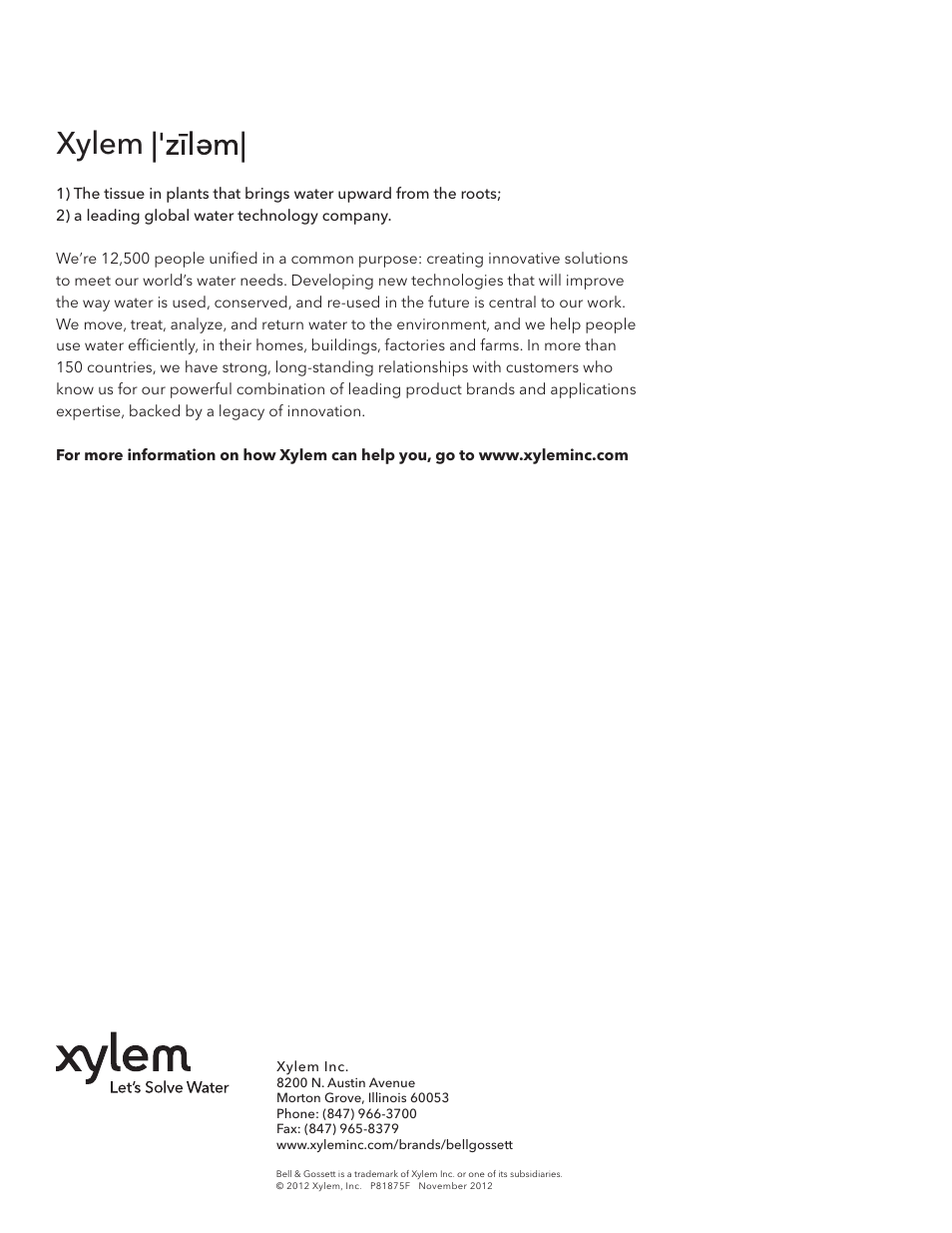 Xylem | Xylem P81875F Series HSC and HSC-S Centrifugal Pump User Manual | Page 31 / 31