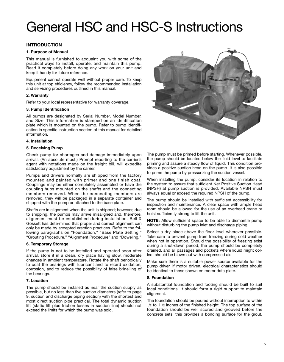 General hsc and hsc-s instructions | Xylem P81875F Series HSC and HSC-S Centrifugal Pump User Manual | Page 5 / 31