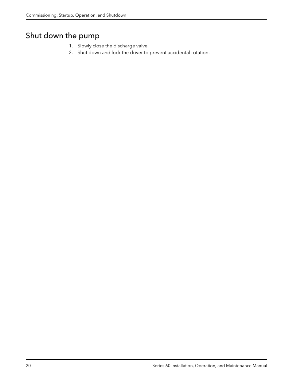 Shut down the pump | Bell & Gossett P82893D Series 60 In-Line Centrifugal Pumps User Manual | Page 22 / 36
