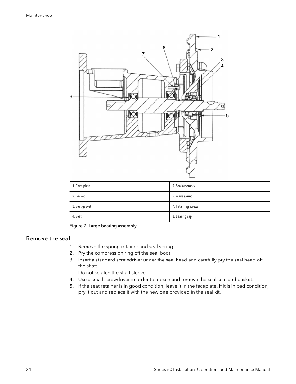 Remove the seal | Bell & Gossett P82893D Series 60 In-Line Centrifugal Pumps User Manual | Page 26 / 36