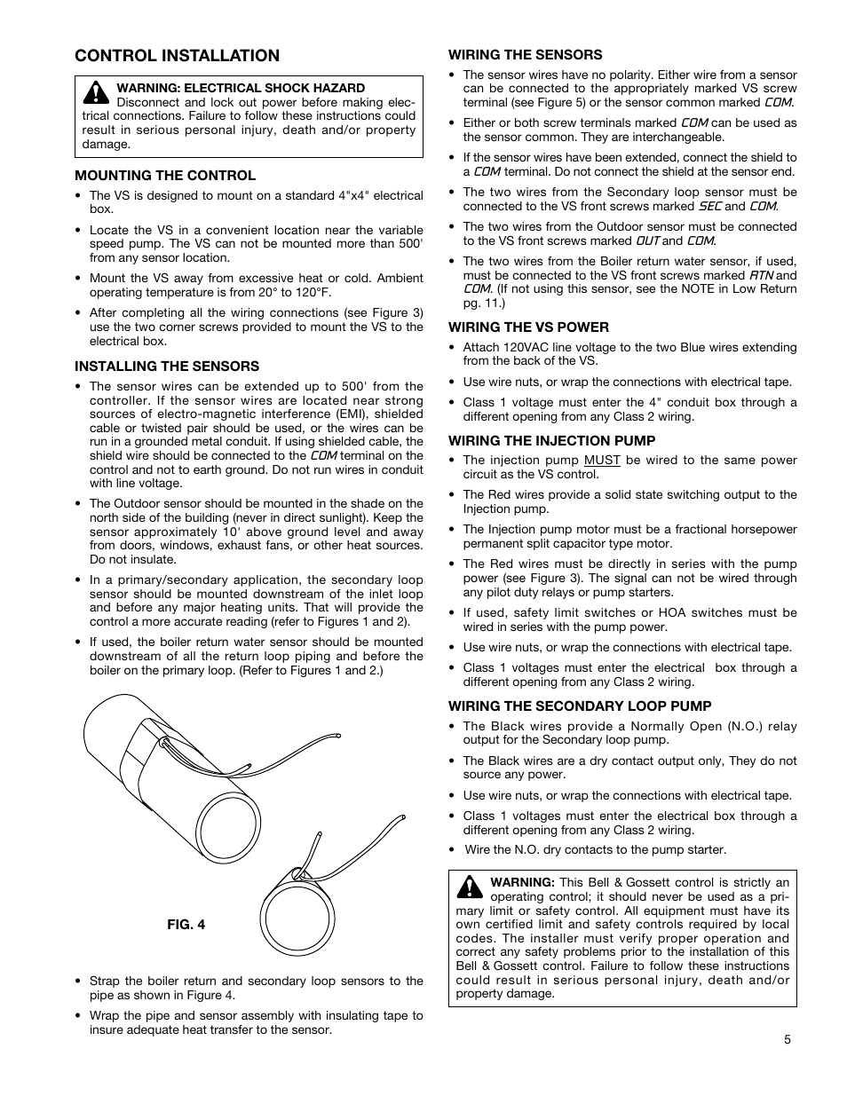 Control installation | Bell & Gossett P86272B VS Variable Speed Pump Control User Manual | Page 5 / 12