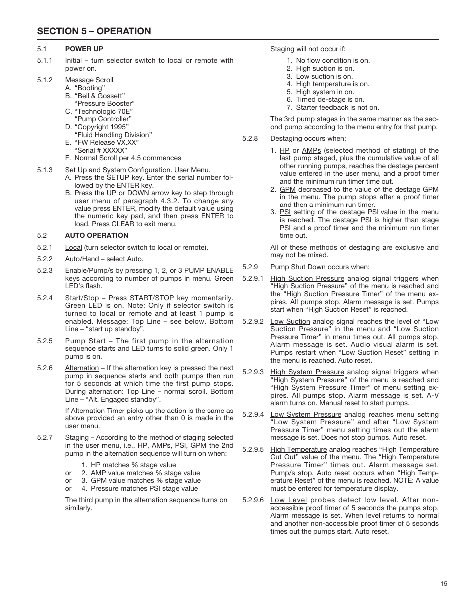 Bell & Gossett 70M Multiple Pump & Control Pressure Booster Systems User Manual | Page 15 / 28