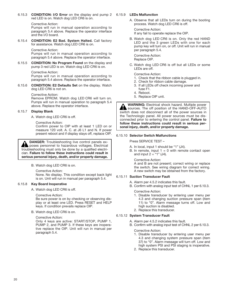Bell & Gossett 70M Multiple Pump & Control Pressure Booster Systems User Manual | Page 20 / 28