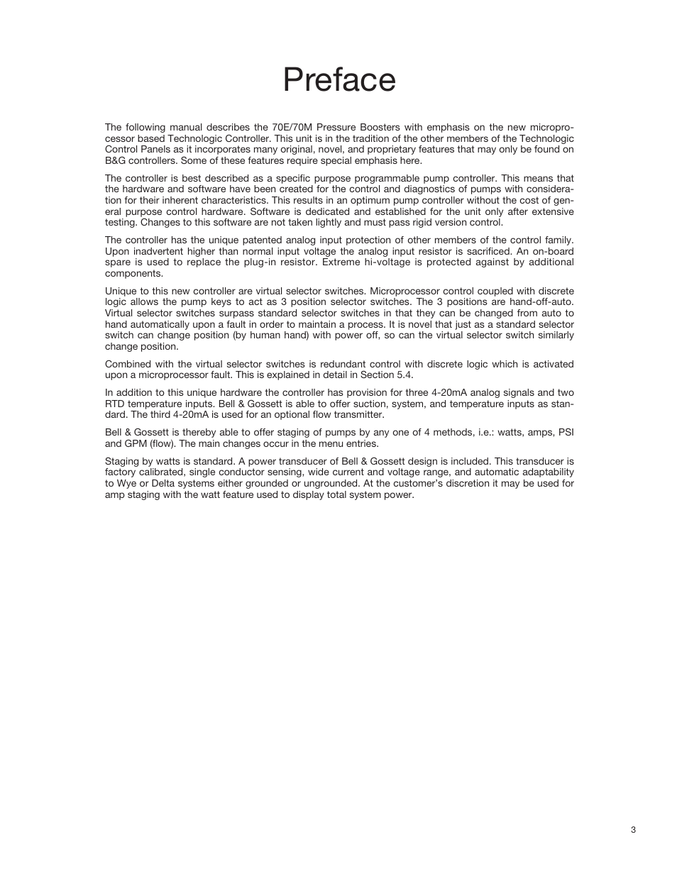Preface | Bell & Gossett 70M Multiple Pump & Control Pressure Booster Systems User Manual | Page 3 / 28