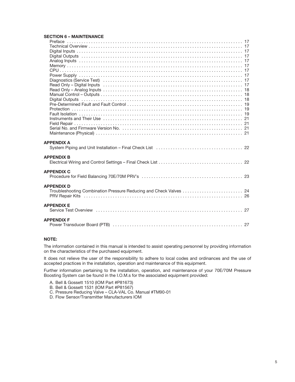 Bell & Gossett 70M Multiple Pump & Control Pressure Booster Systems User Manual | Page 5 / 28