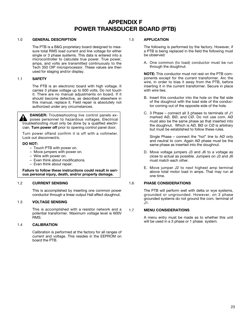 Appendix f power transducer board (ptb) | Bell & Gossett S12596B Technologic 350 Pump Controller User Manual | Page 23 / 24
