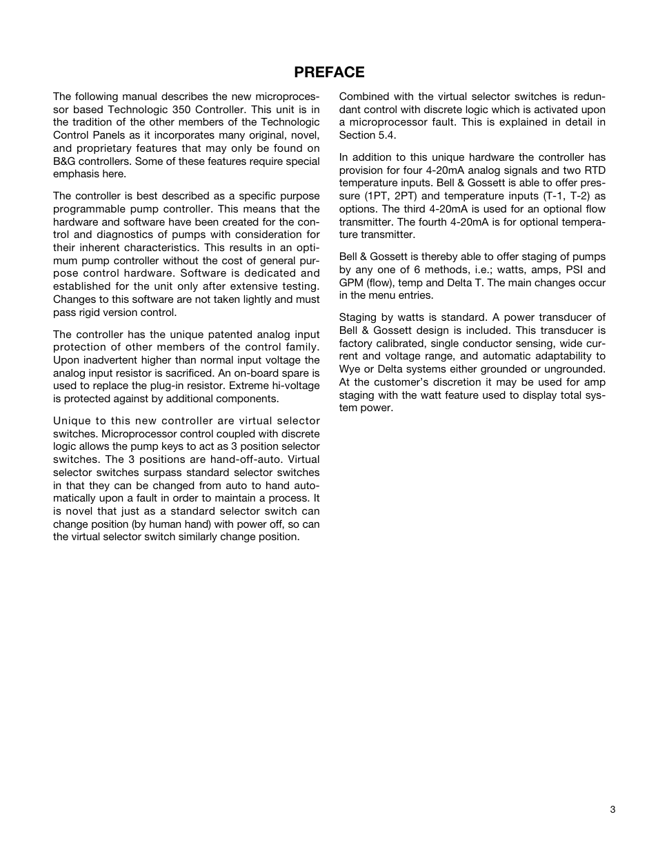 Preface | Bell & Gossett S12596B Technologic 350 Pump Controller User Manual | Page 3 / 24