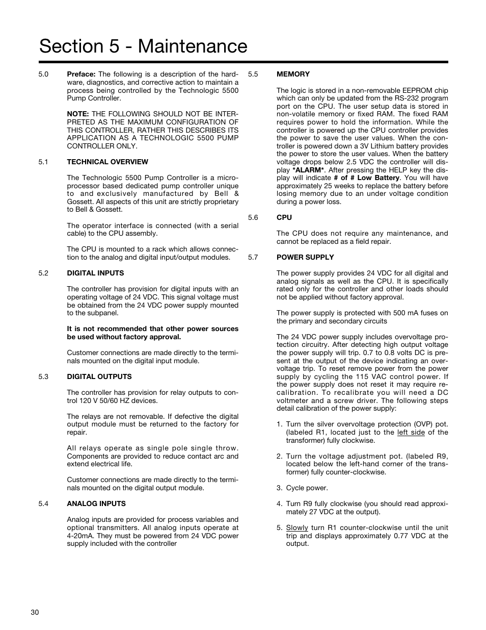 Bell & Gossett S13641B Technologic 5500 Series Pump Controller User Manual | Page 30 / 38