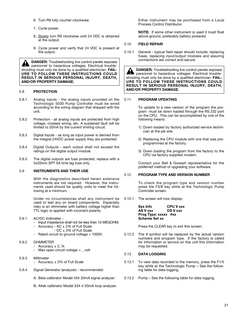 Bell & Gossett S13641B Technologic 5500 Series Pump Controller User Manual | Page 31 / 38